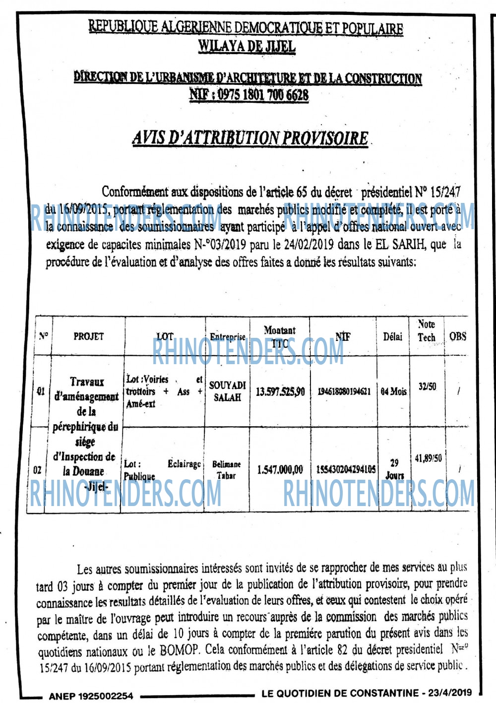 LE QUOTIDIEN DE CONSTANTINE