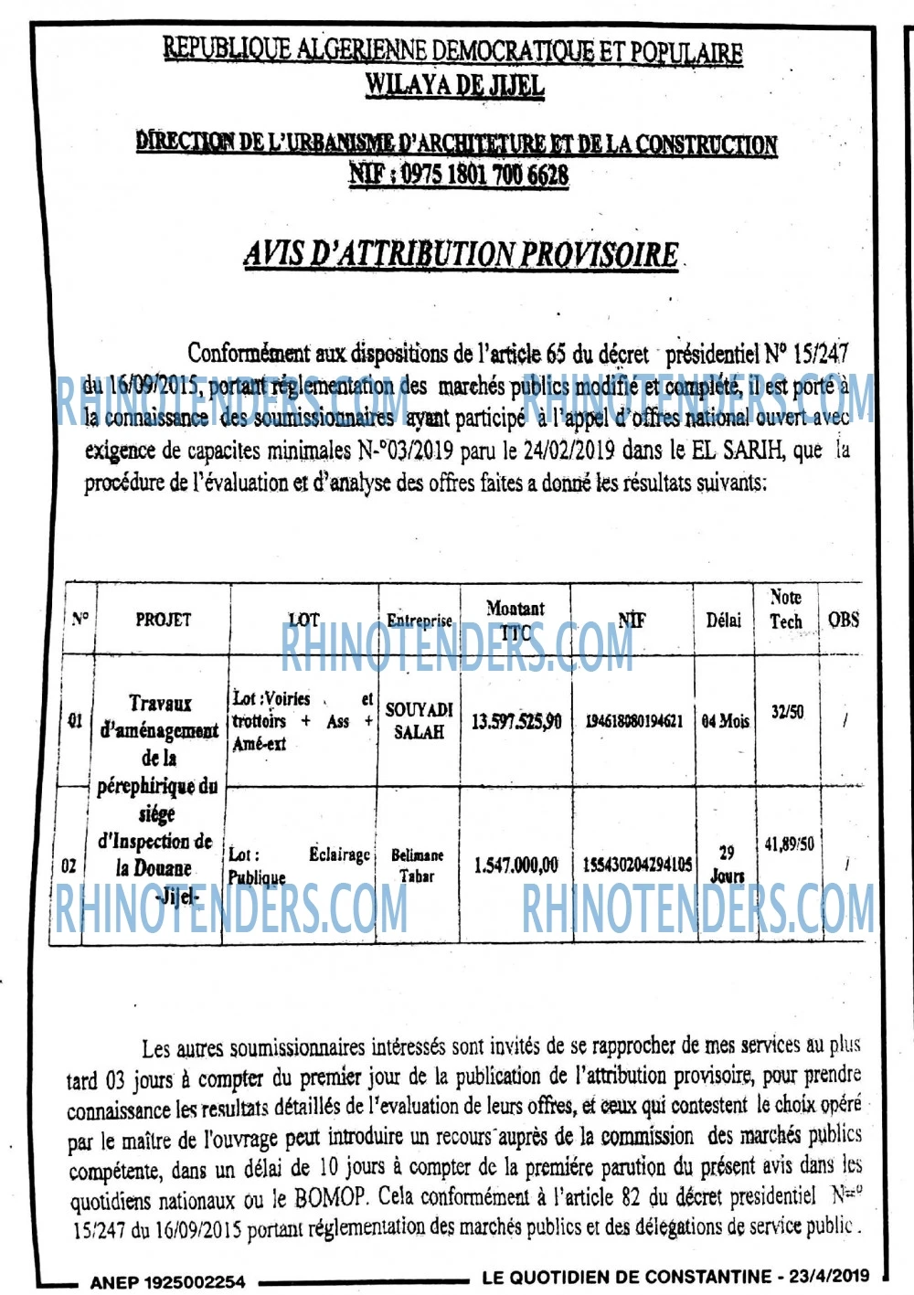 LE QUOTIDIEN DE CONSTANTINE