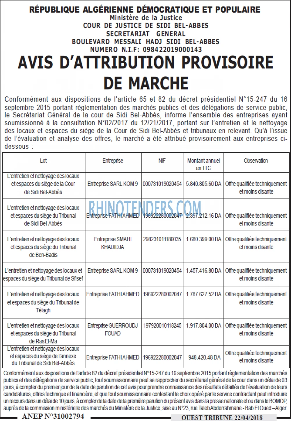 ouest TRIBUNE