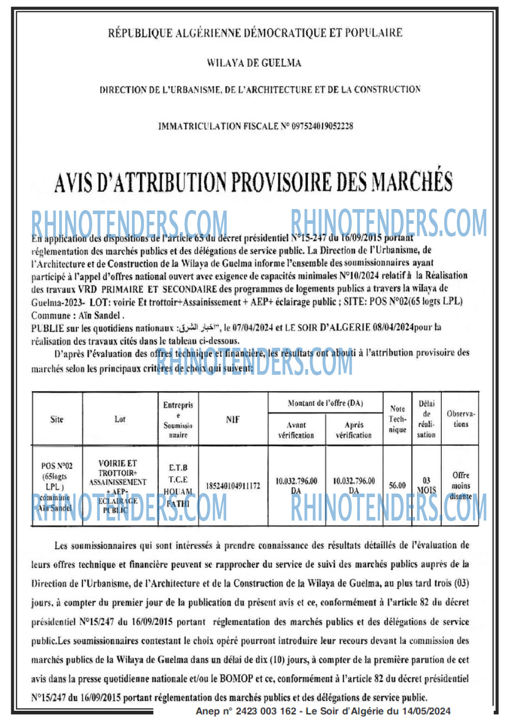 LE SOIR D'ALGERIE