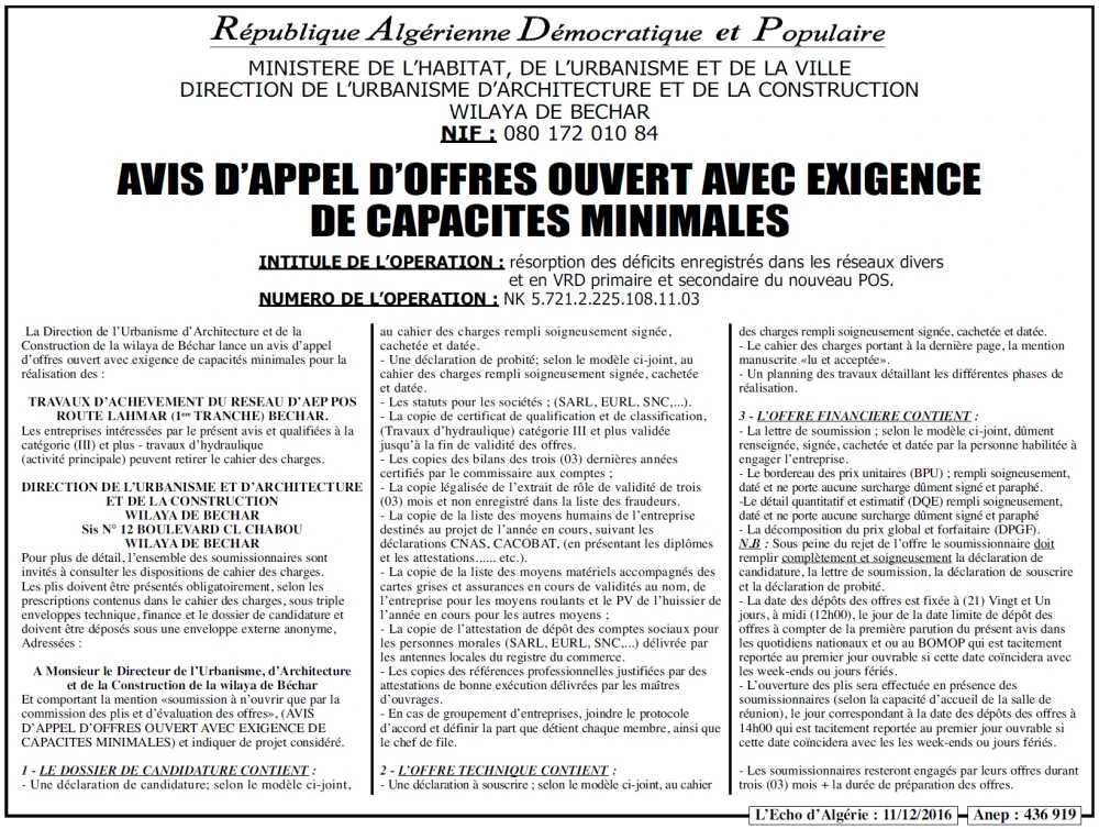 L'ECHO D'ALGERIE
