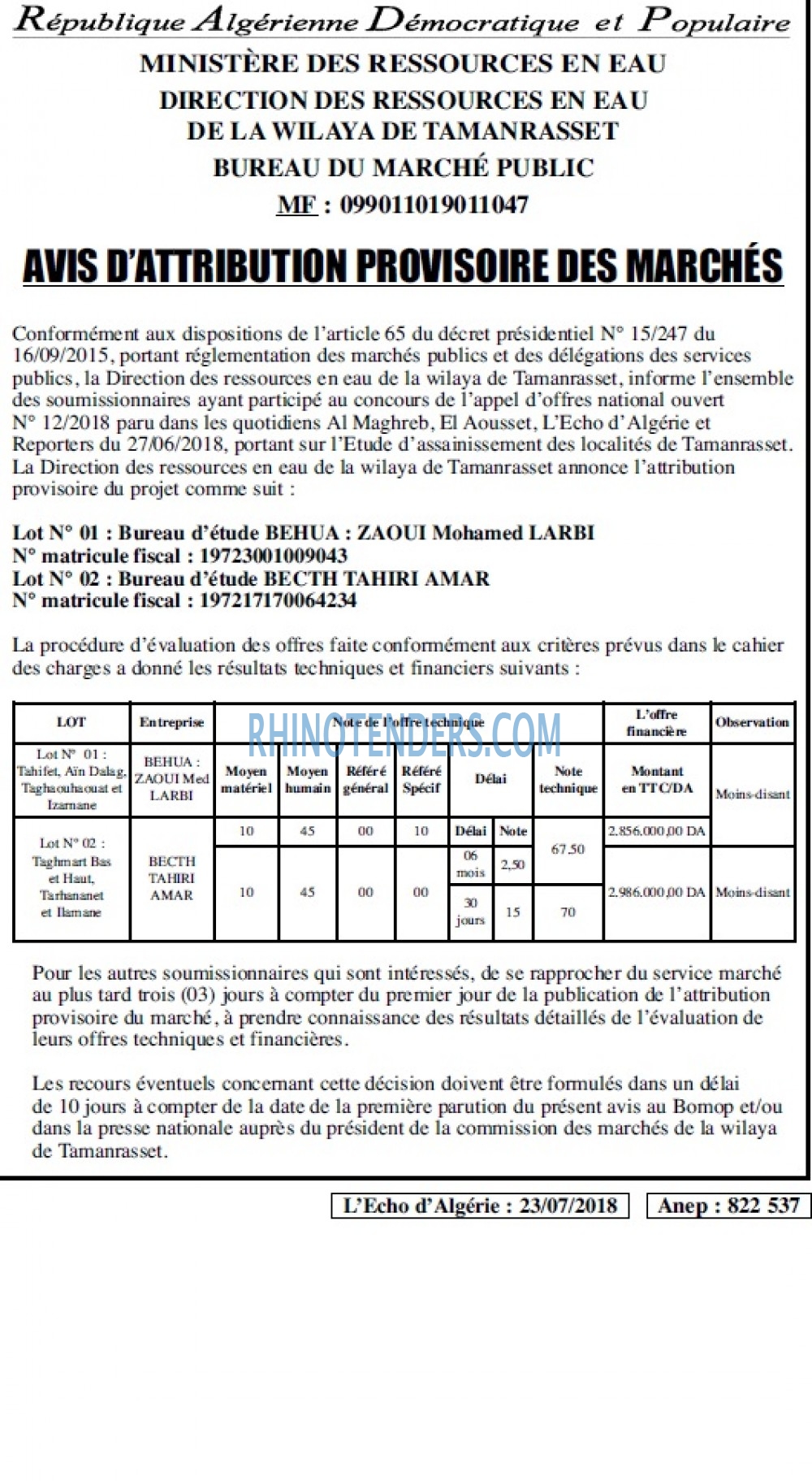 L'ECHO D'ALGERIE