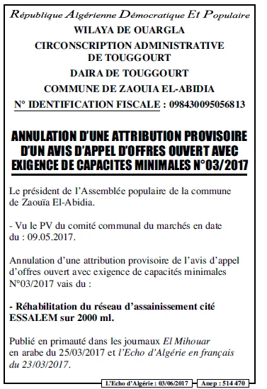 L'ECHO D'ALGERIE