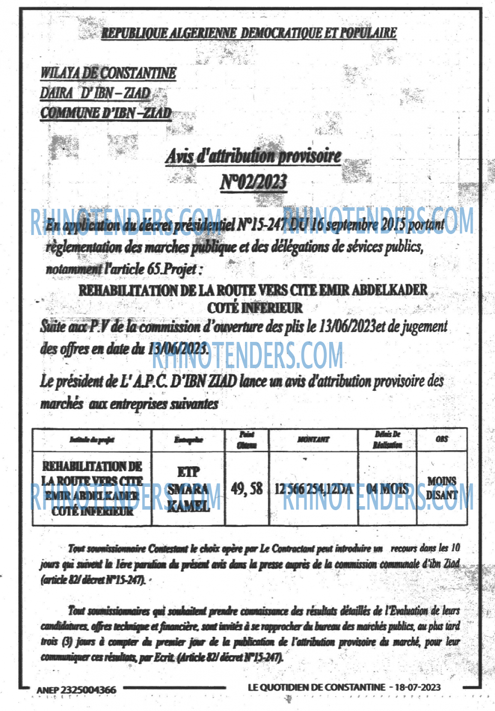 LE QUOTIDIEN DE CONSTANTINE