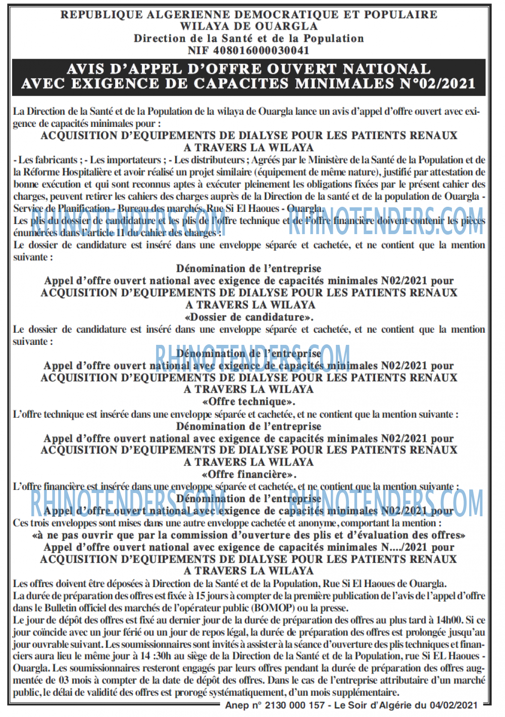 LE SOIR D'ALGERIE