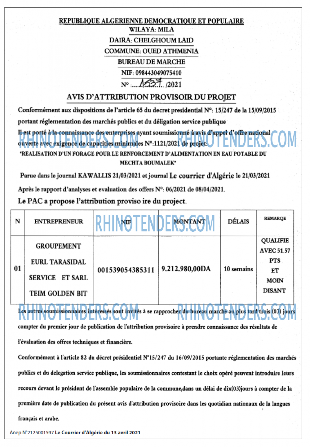 Le Courrier d'Algerie