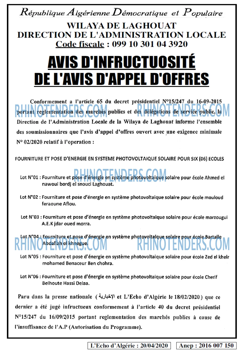 L'ECHO D'ALGERIE