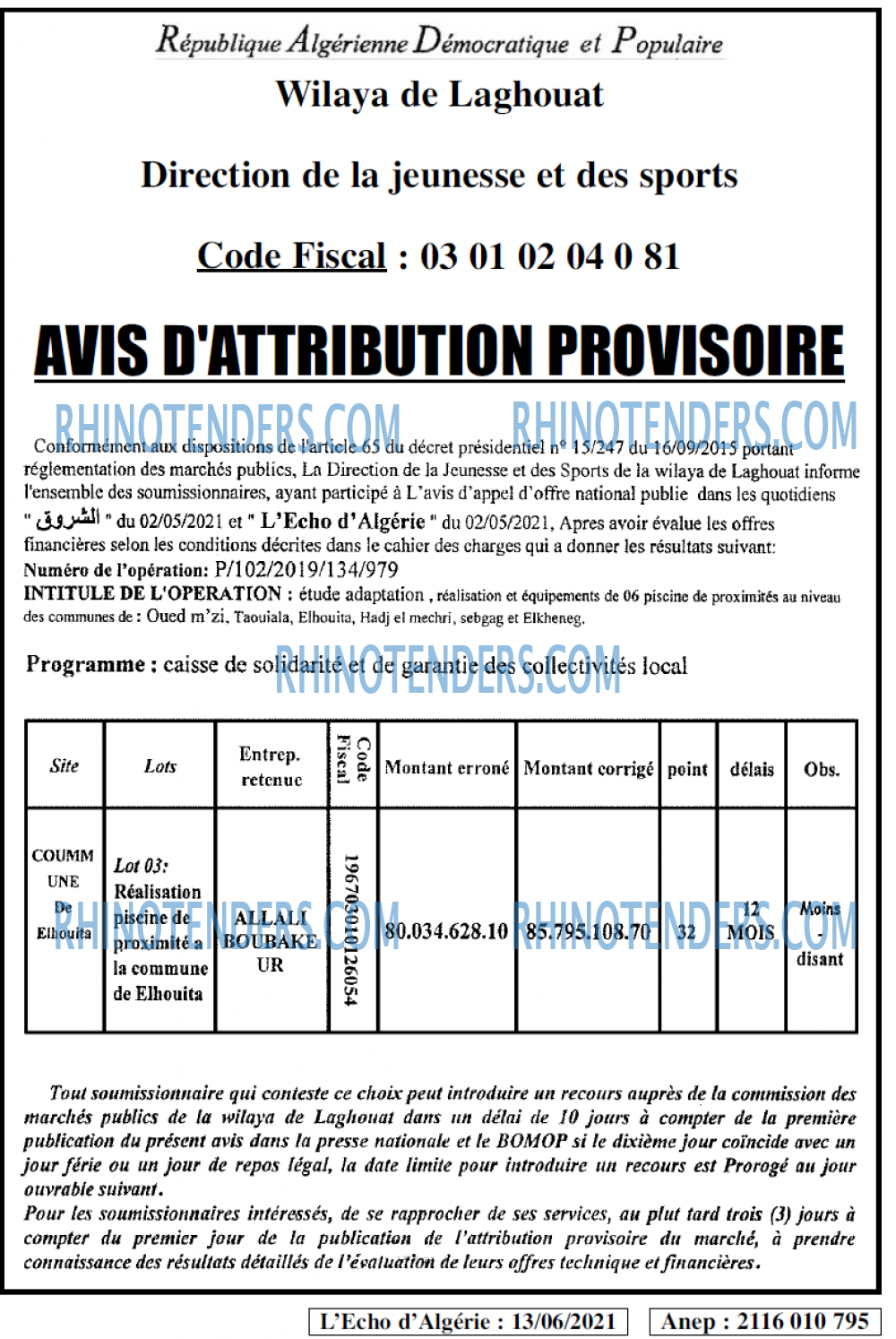 L'ECHO D'ALGERIE