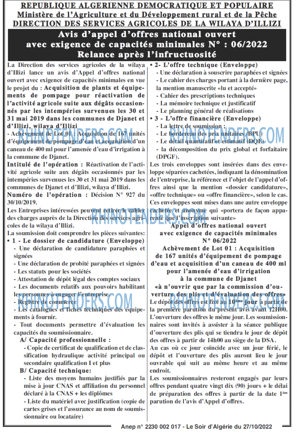 LE SOIR D'ALGERIE