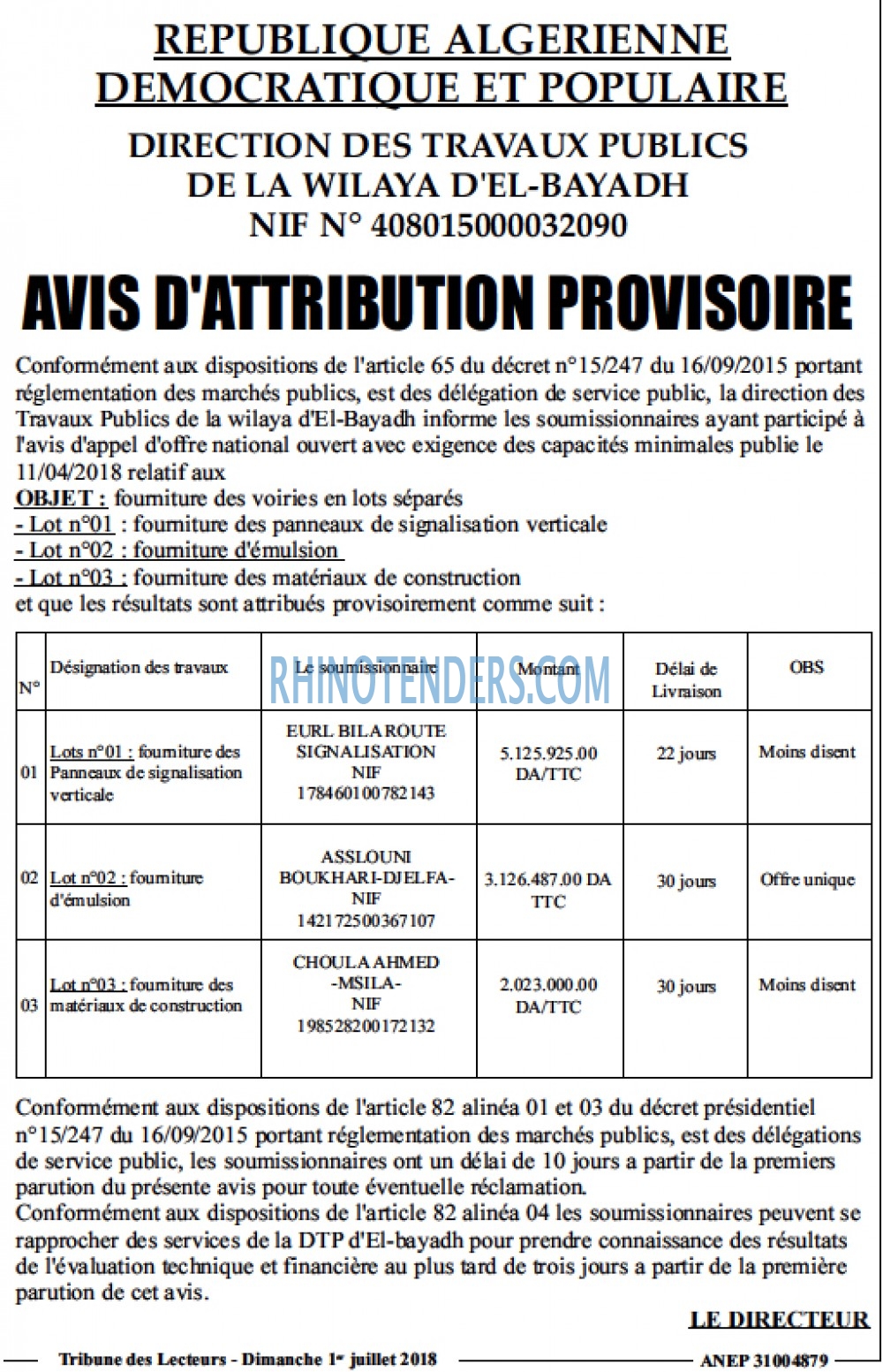 TRIBUNE DES LECTEURS
