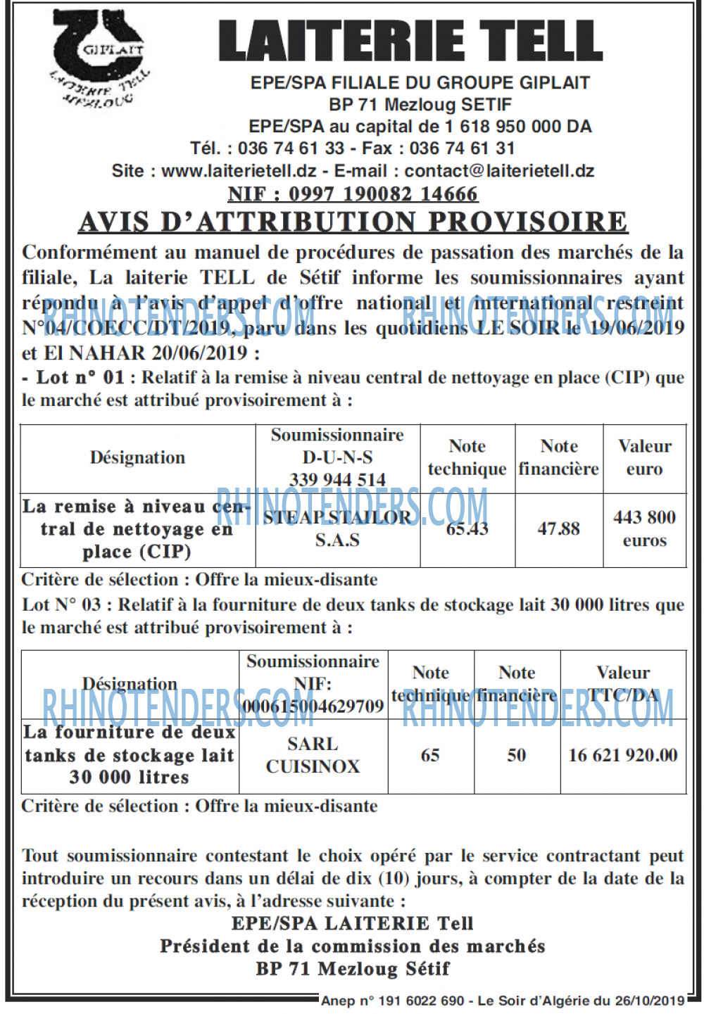 LE SOIR D'ALGERIE