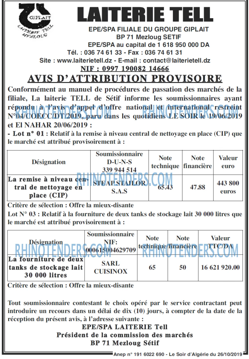 LE SOIR D'ALGERIE