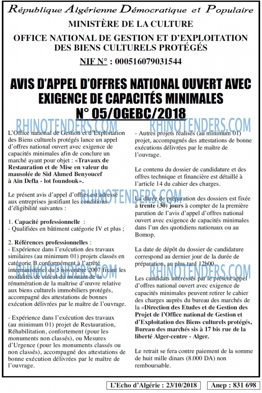 L'ECHO D'ALGERIE