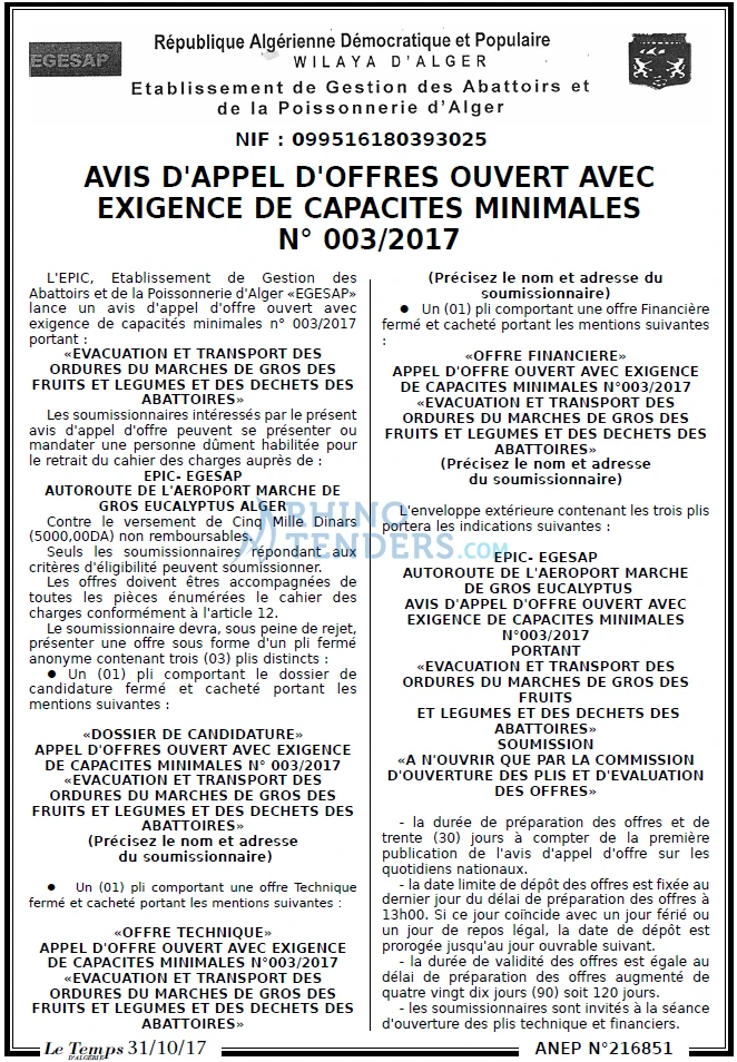 LE TEMPS D'ALGERIE