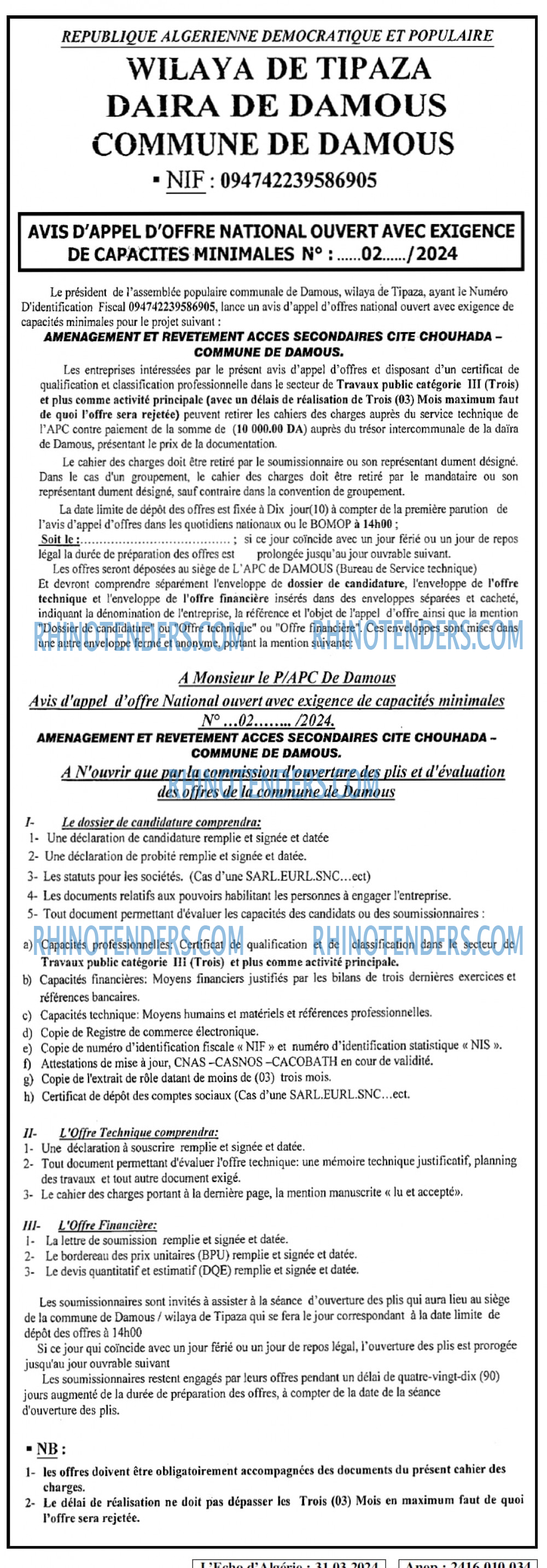 L'ECHO D'ALGERIE