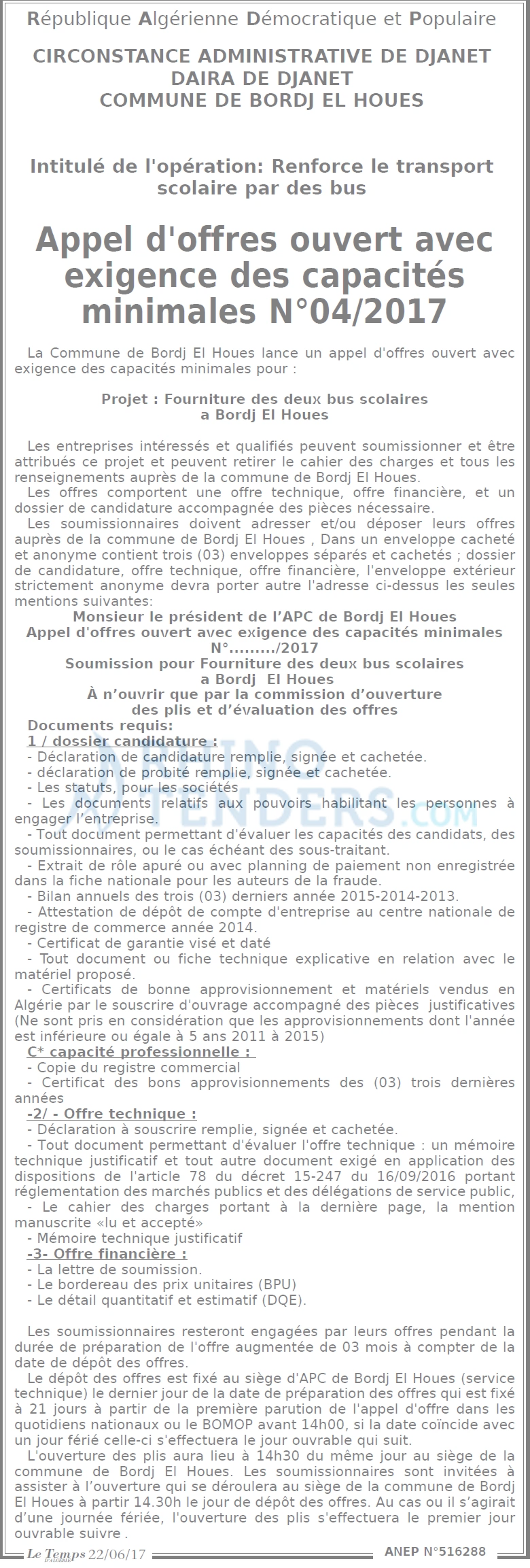 LE TEMPS D'ALGERIE