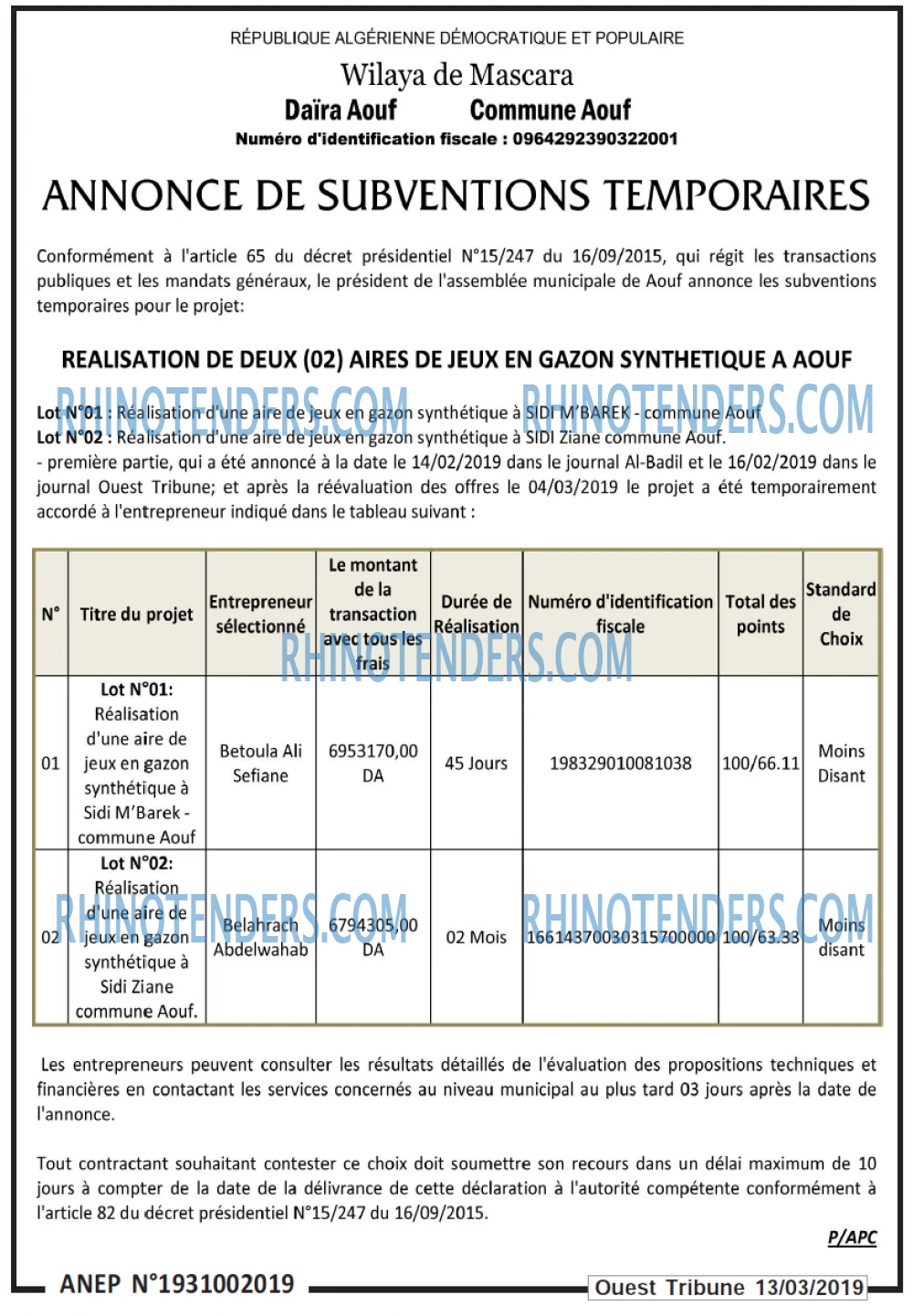 ouest TRIBUNE