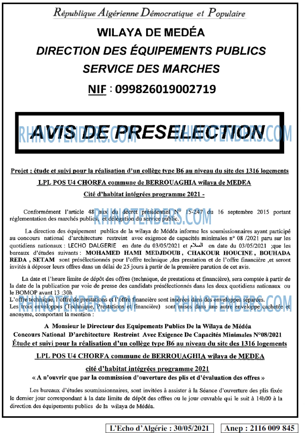 L'ECHO D'ALGERIE
