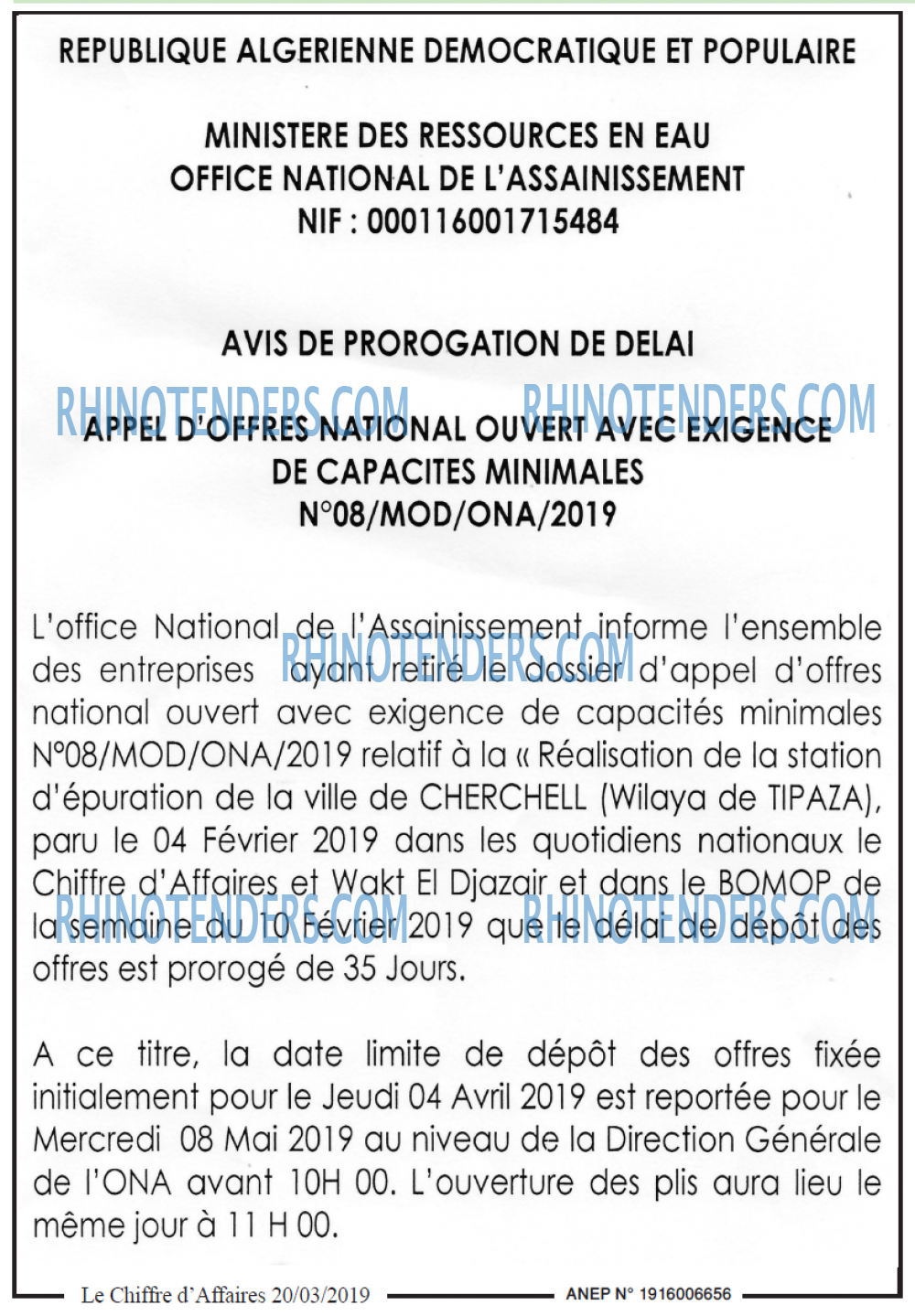 Le Chiffre d'Affaires