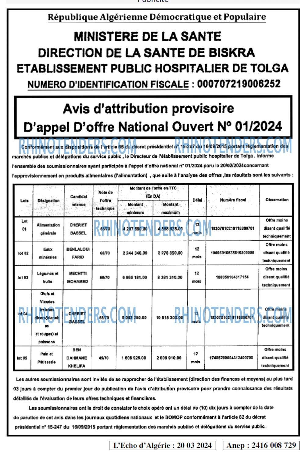 L'ECHO D'ALGERIE