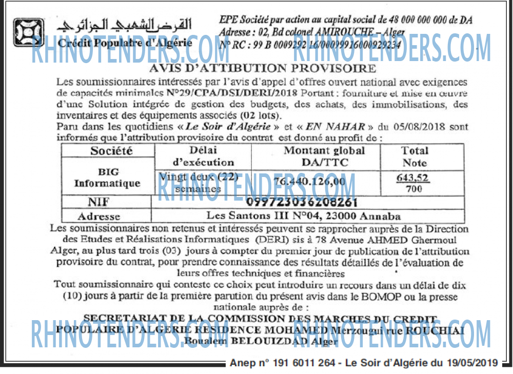 LE SOIR D'ALGERIE