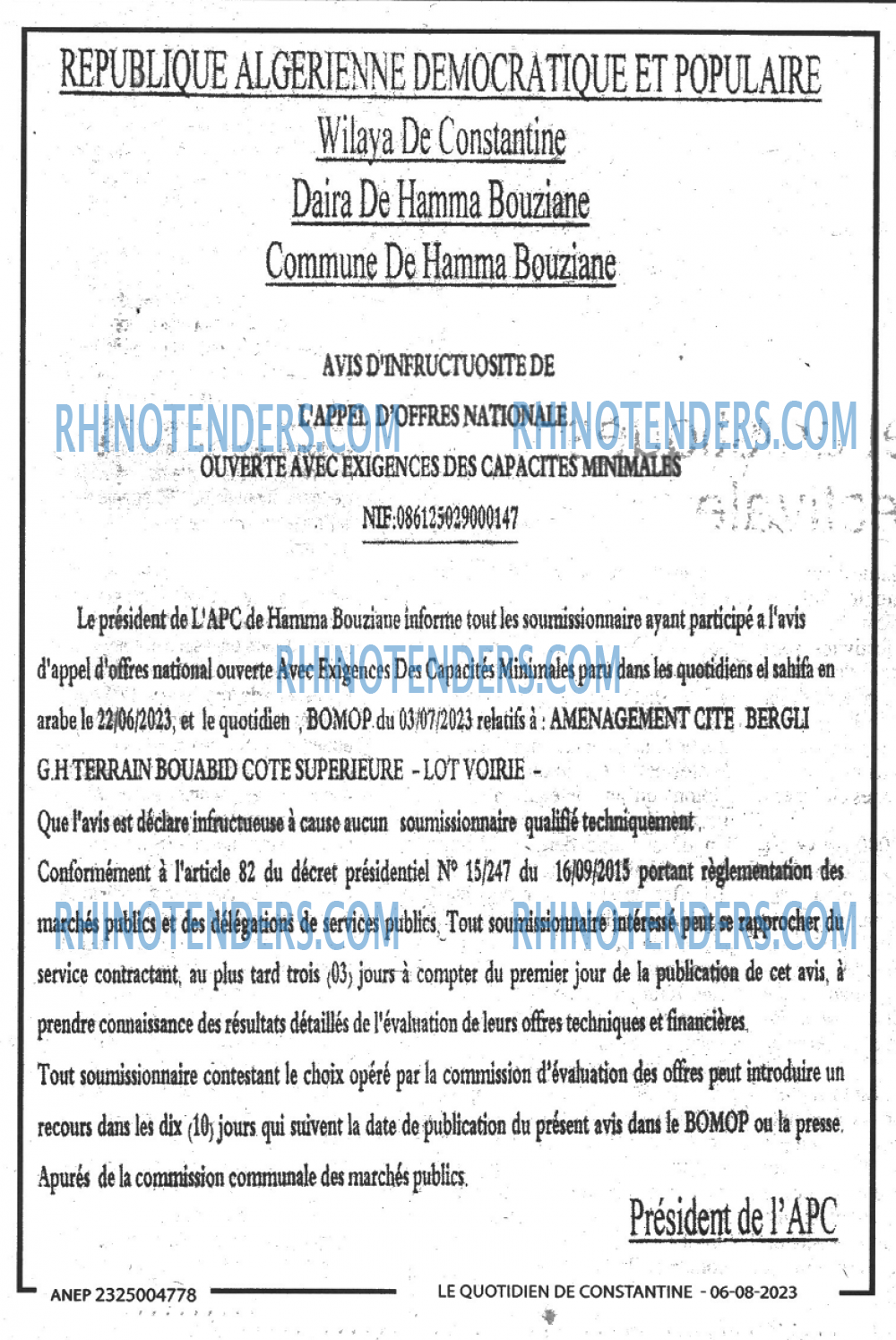 LE QUOTIDIEN DE CONSTANTINE