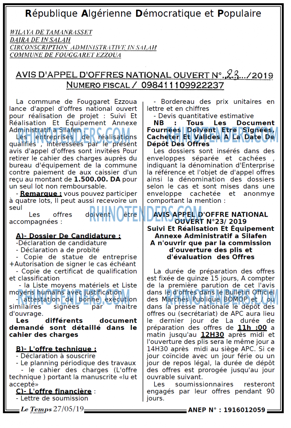 LE TEMPS D'ALGERIE