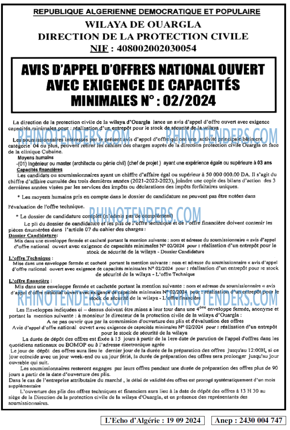 L'ECHO D'ALGERIE