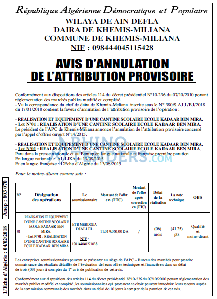L'ECHO D'ALGERIE