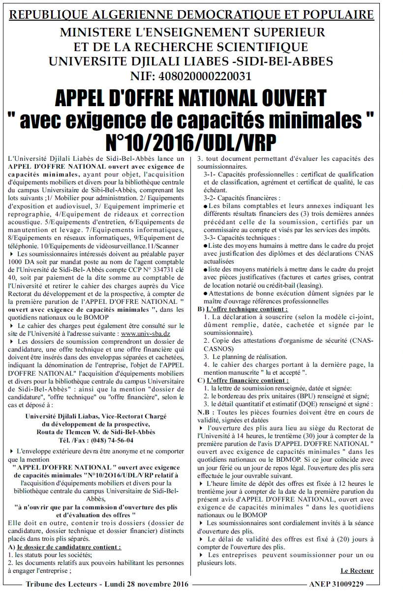 TRIBUNE DES LECTEURS
