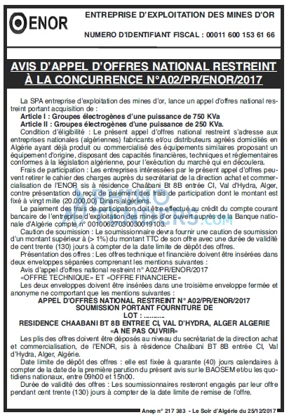 LE SOIR D'ALGERIE