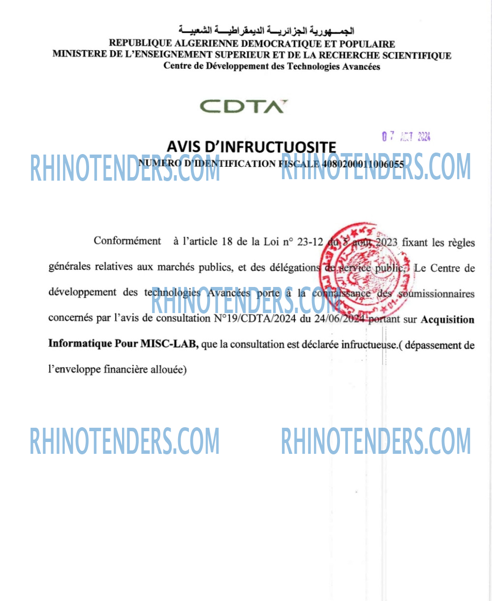 CDTA - Centre De Développement Des Technologies Avancées