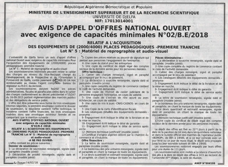 LE TEMPS D'ALGERIE
