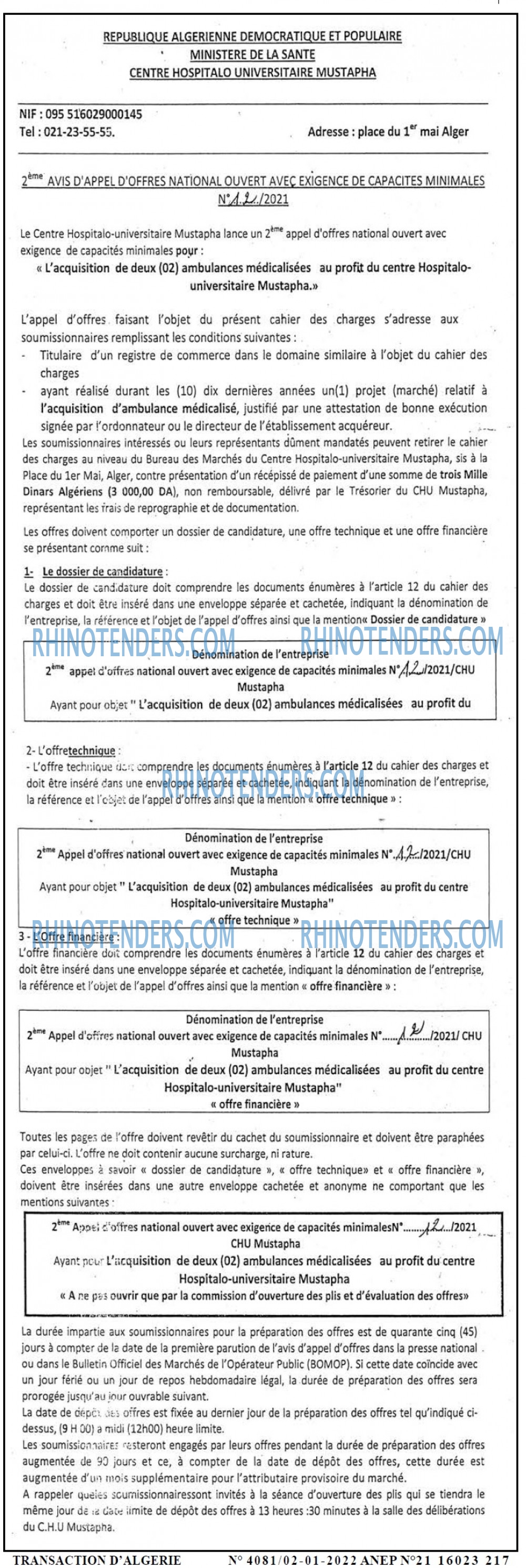 TRANSACTION D'ALGERIE
