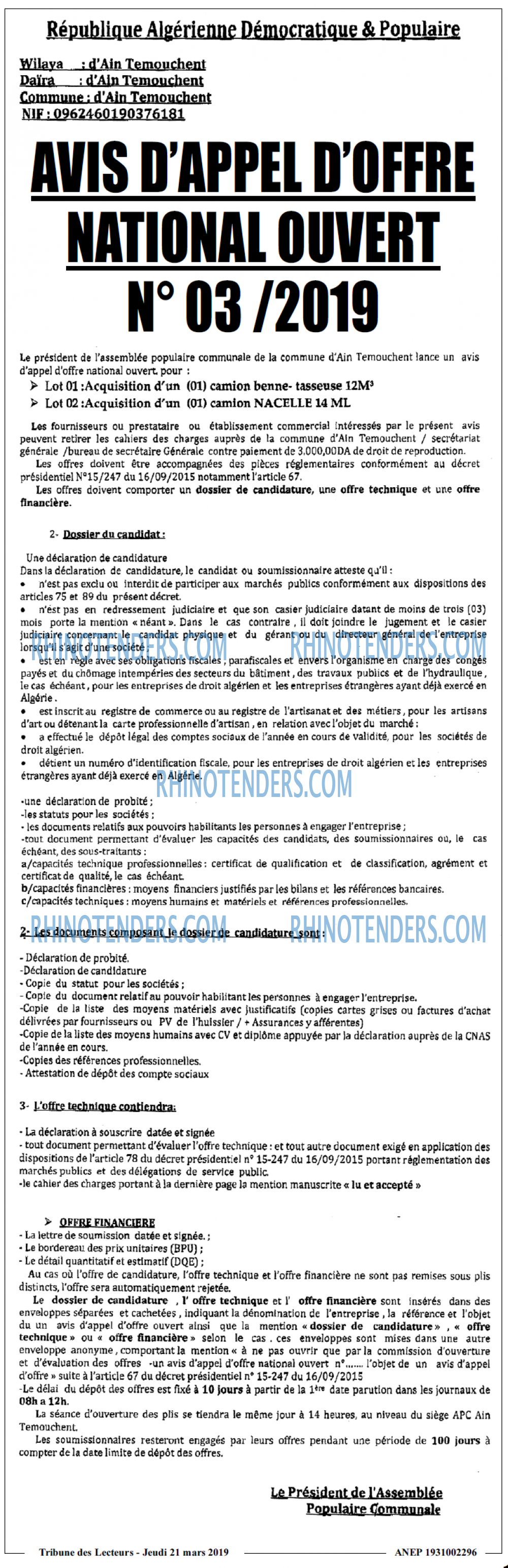TRIBUNE DES LECTEURS