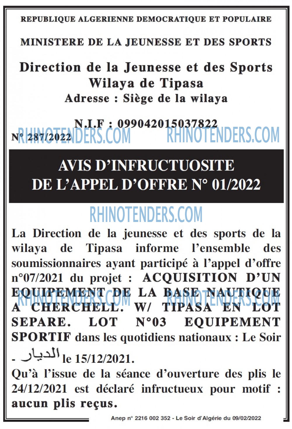LE SOIR D'ALGERIE