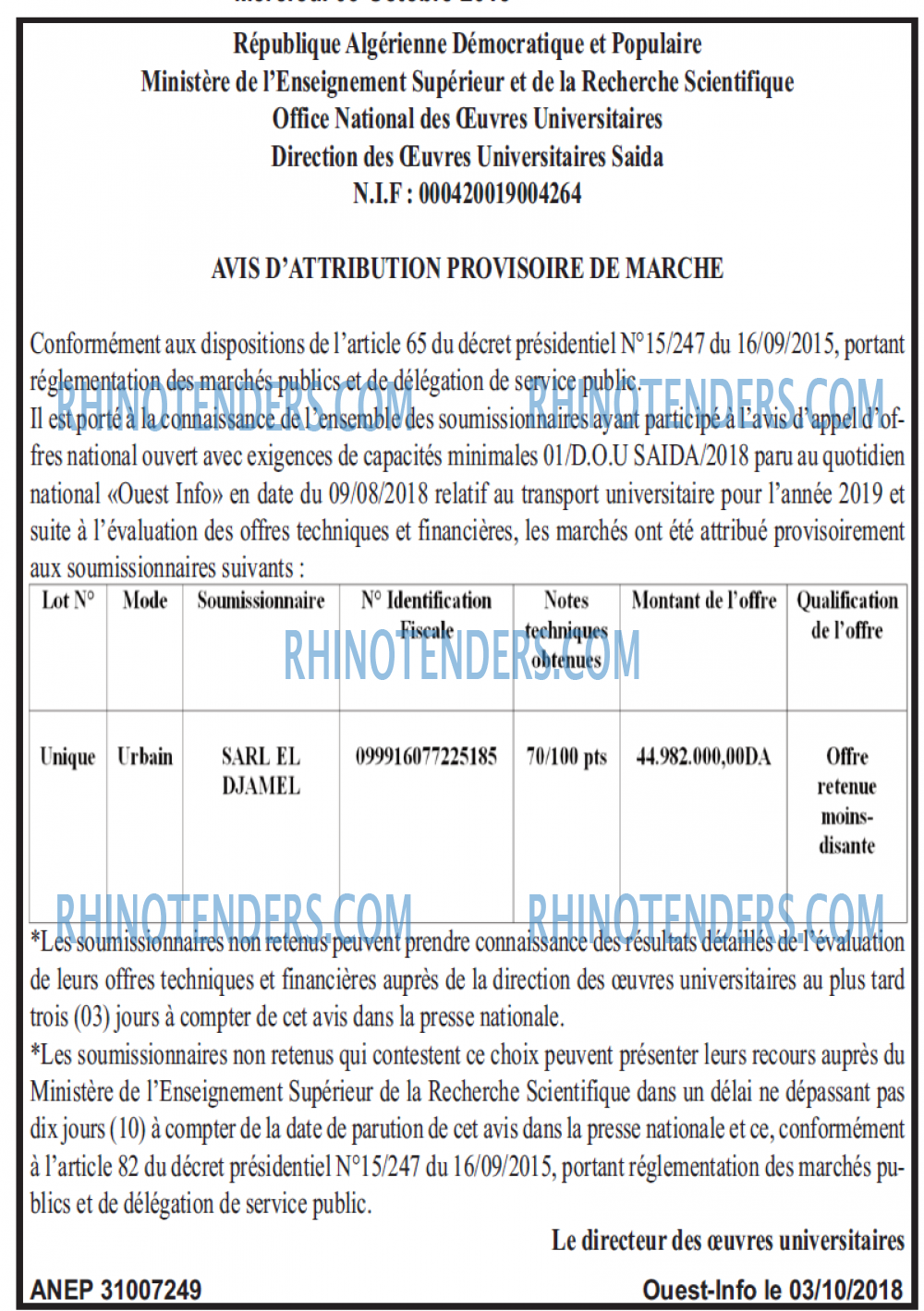 ouest TRIBUNE