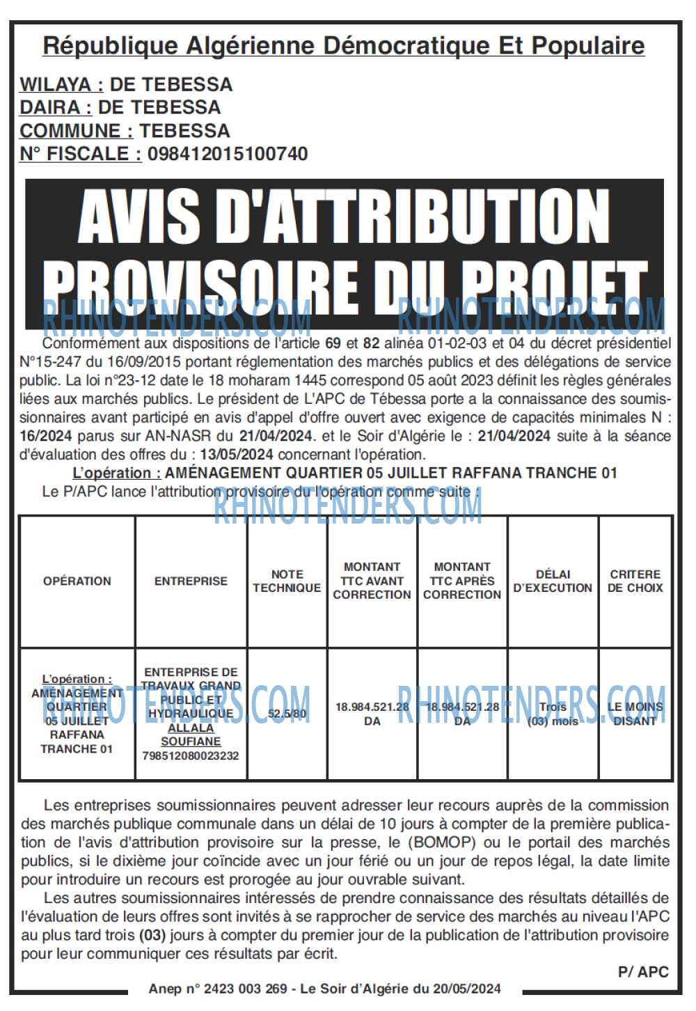 LE SOIR D'ALGERIE