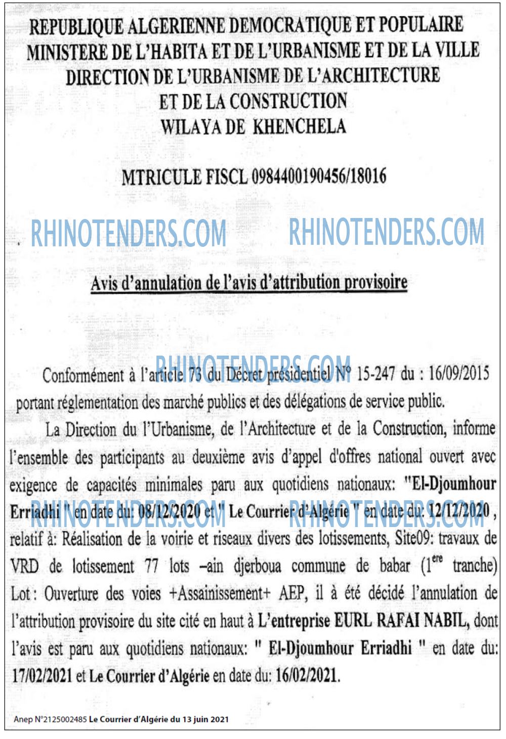 Le Courrier d'Algerie