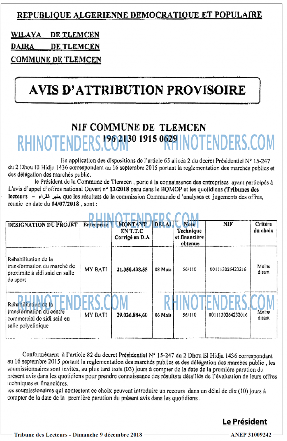 TRIBUNE DES LECTEURS