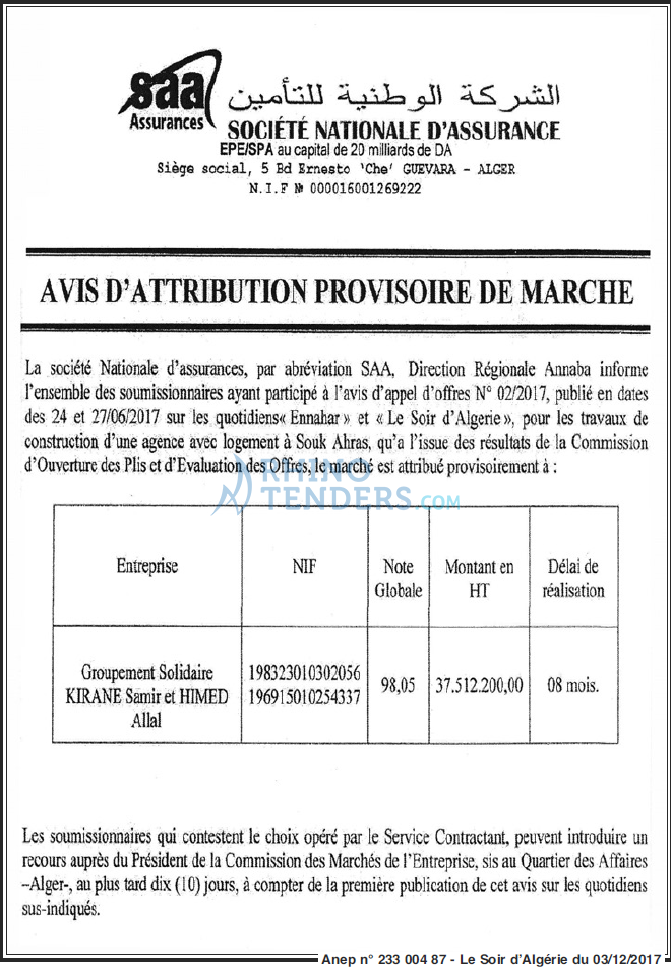 LE SOIR D'ALGERIE