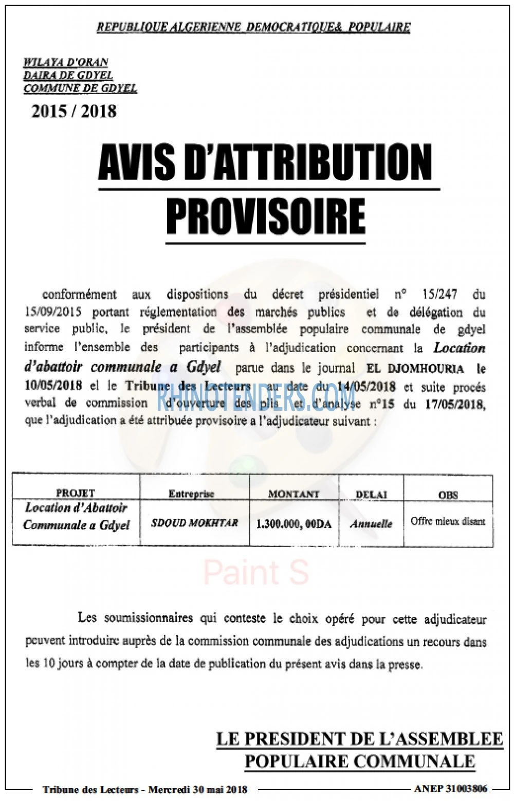 TRIBUNE DES LECTEURS