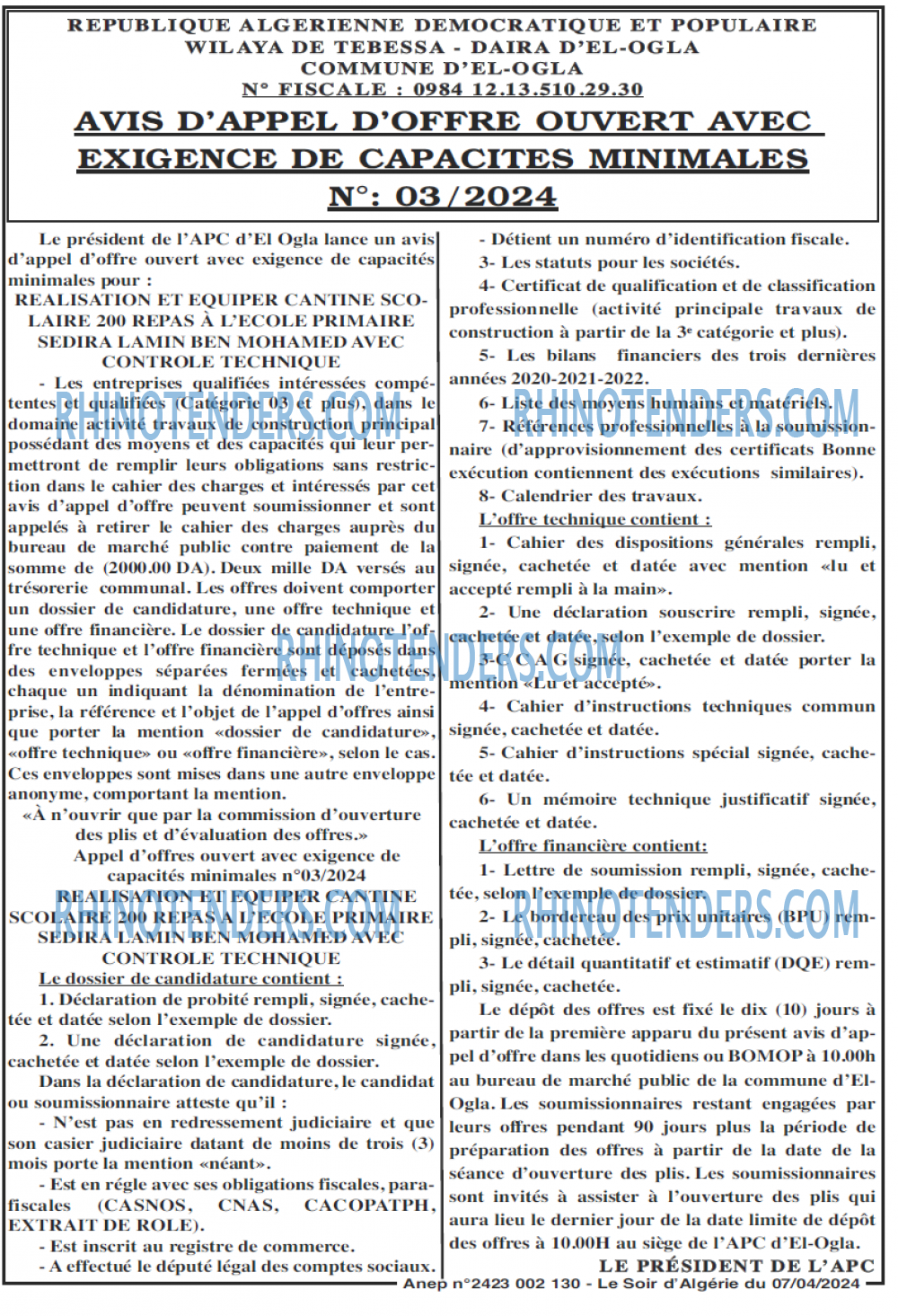 LE SOIR D'ALGERIE