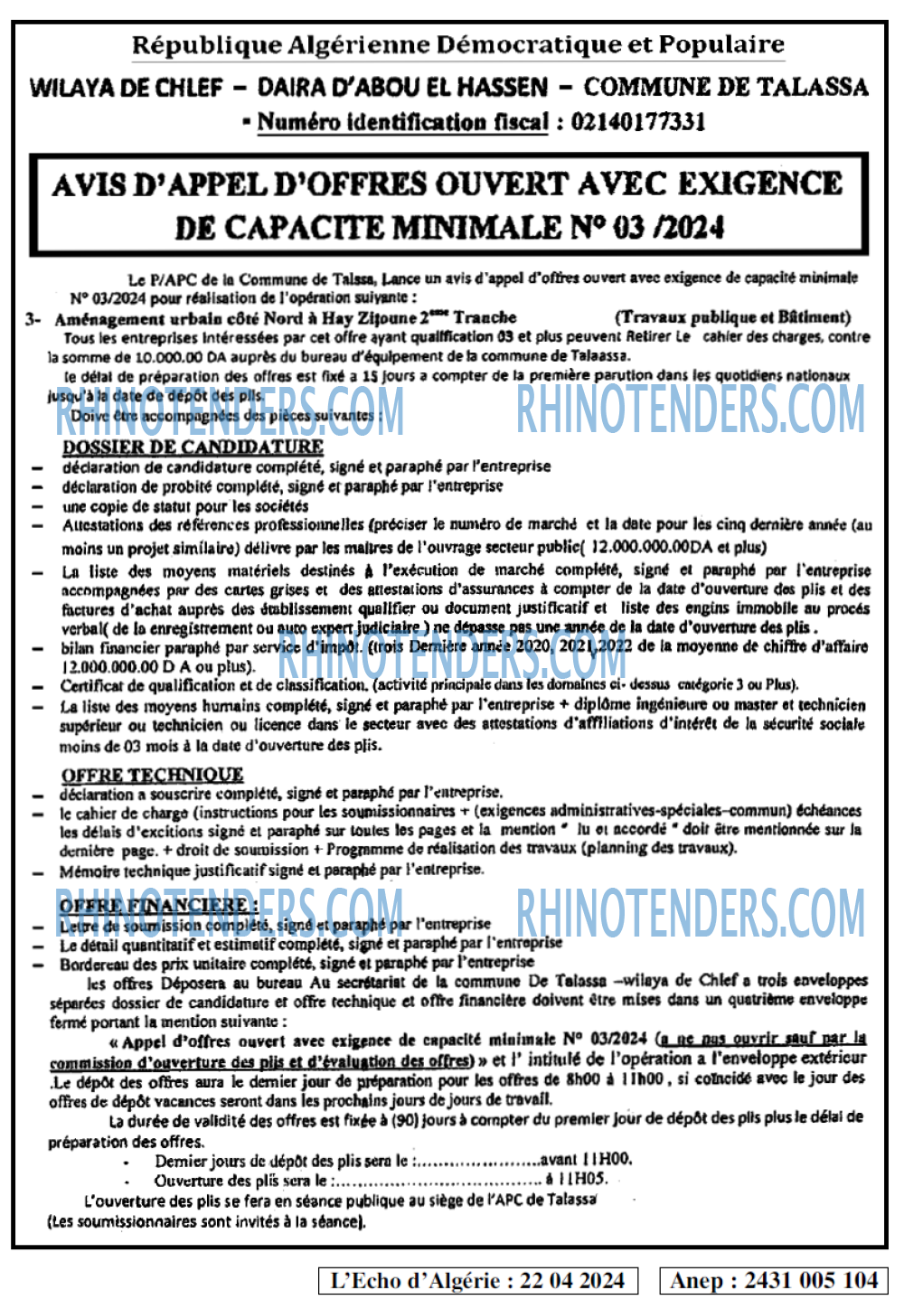 L'ECHO D'ALGERIE