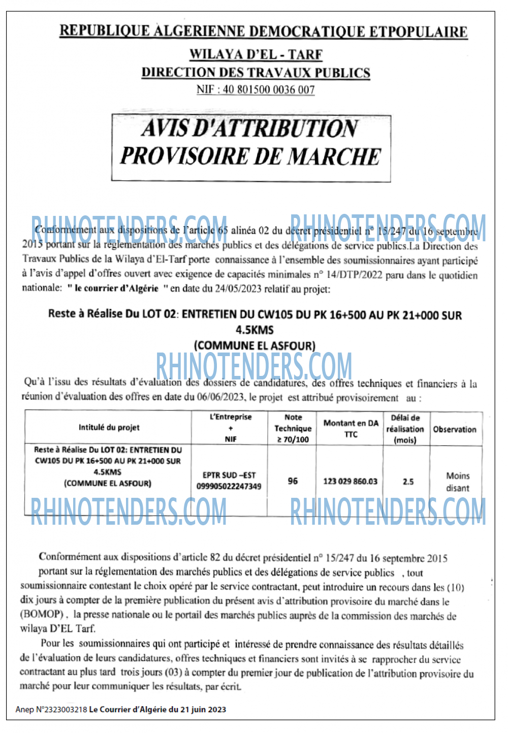 Le Courrier d'Algerie