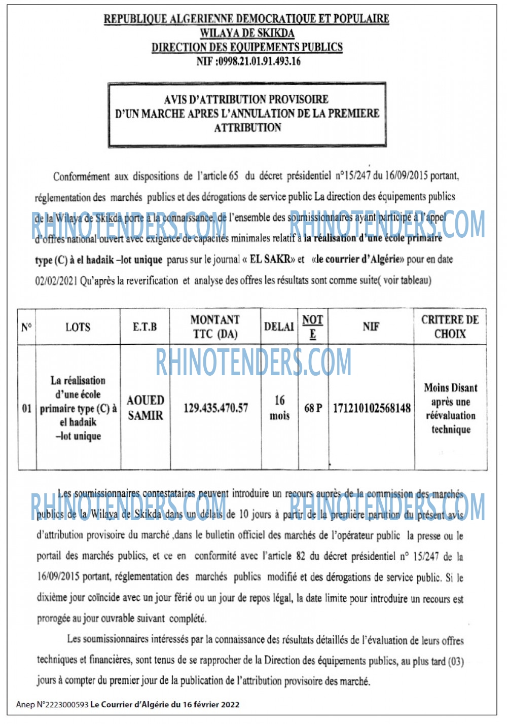 Le Courrier d'Algerie