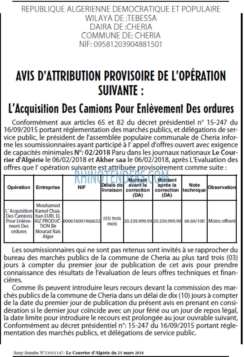Le Courrier d'Algerie
