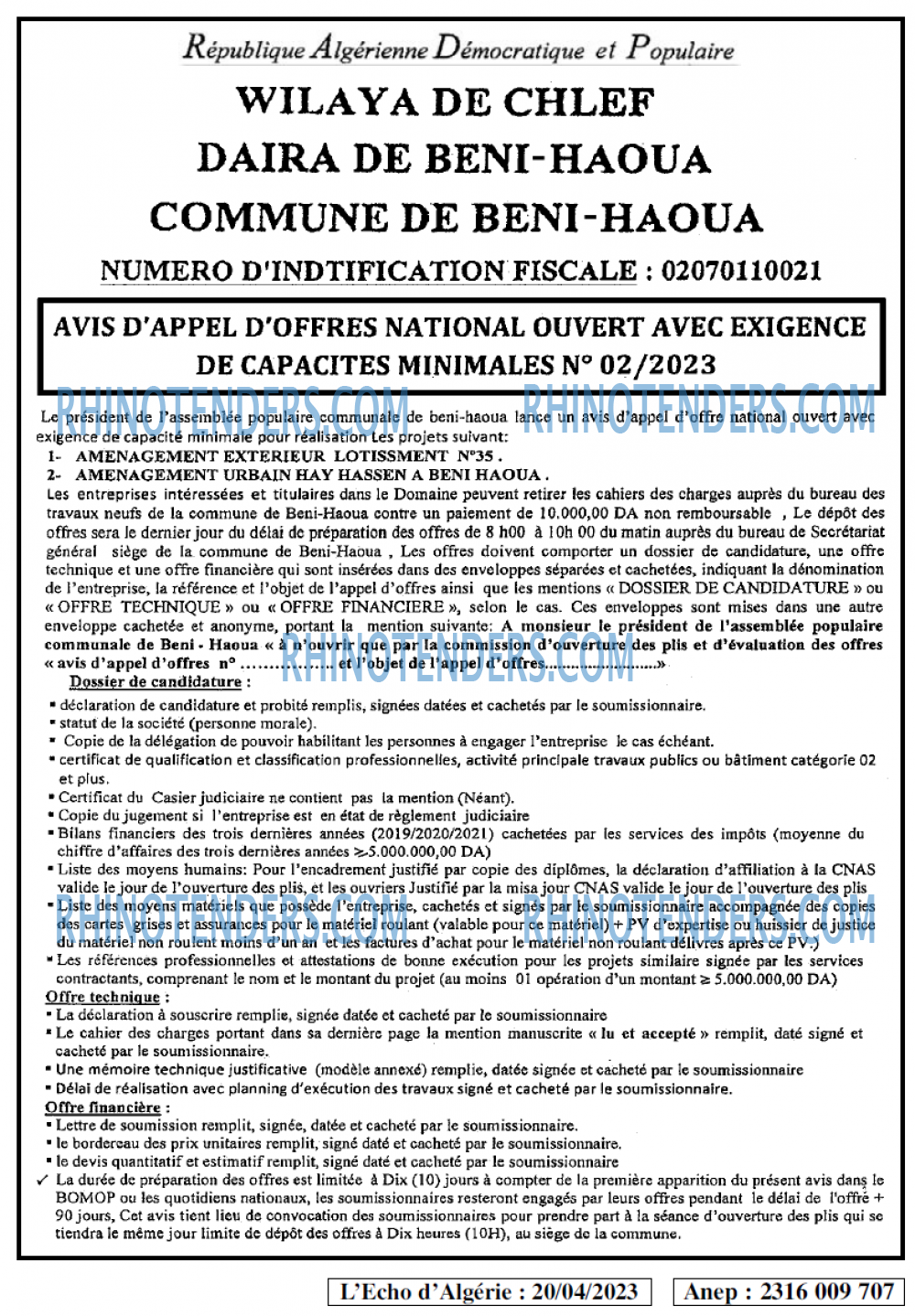 L'ECHO D'ALGERIE