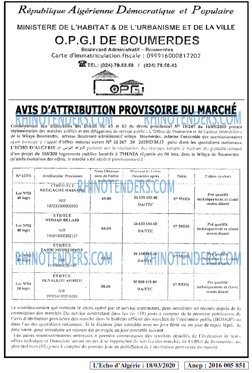 L'ECHO D'ALGERIE
