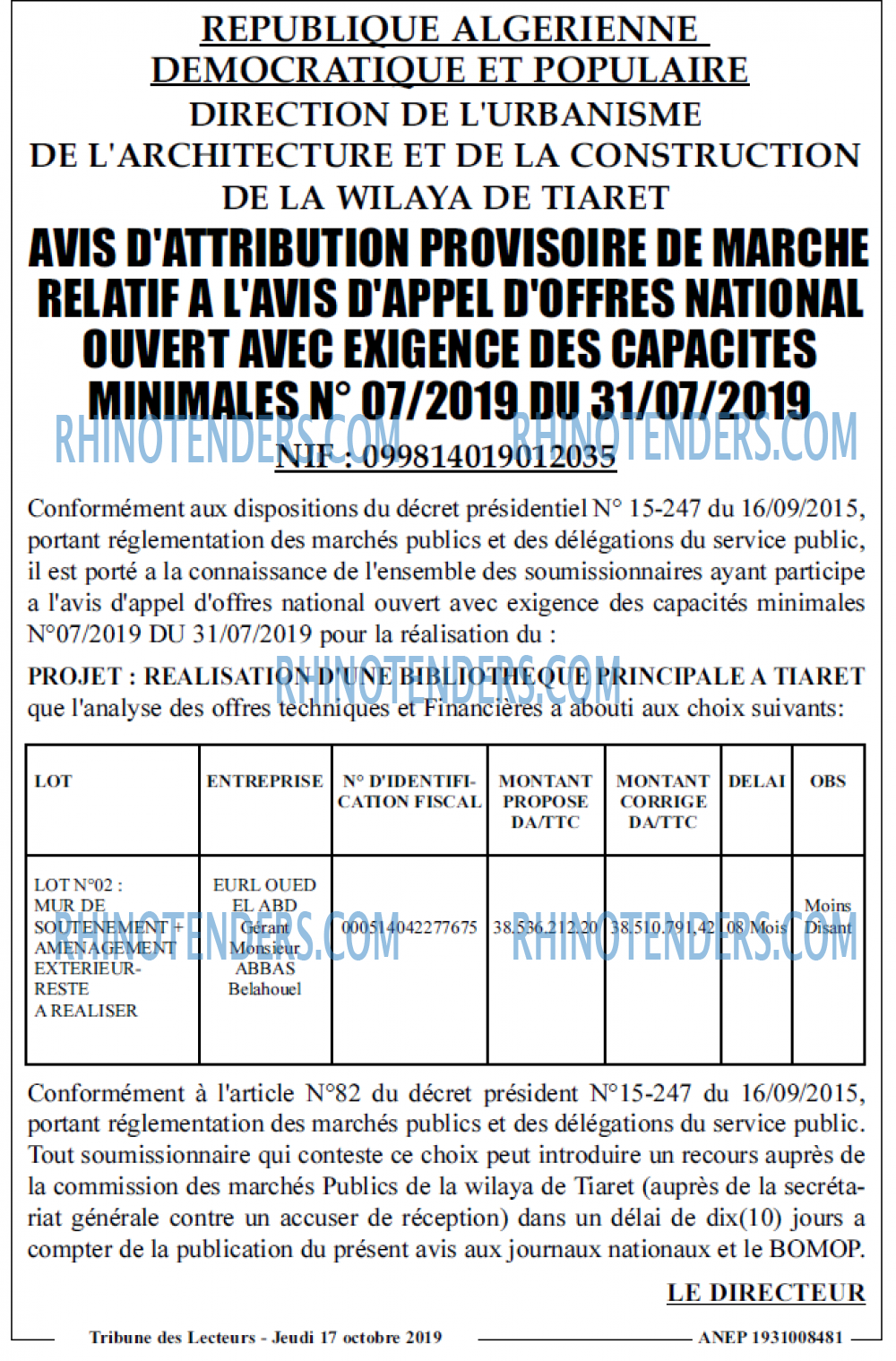TRIBUNE DES LECTEURS